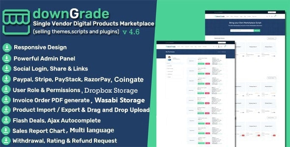 downGrade – Single Vendor Digital Products Marketplace 5.2